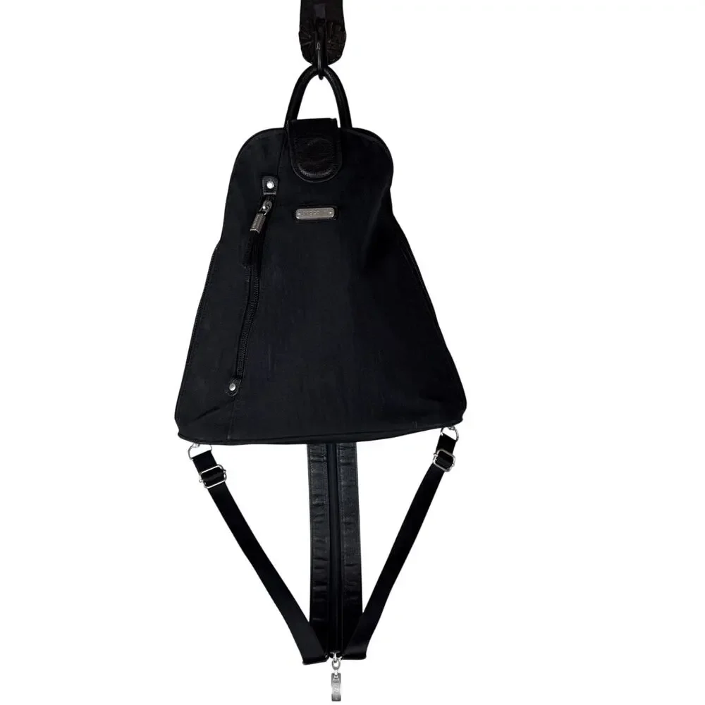 Baggallini Metro Backpack Sling‎ Bag Purse Black Nylon RFID Protection Travel